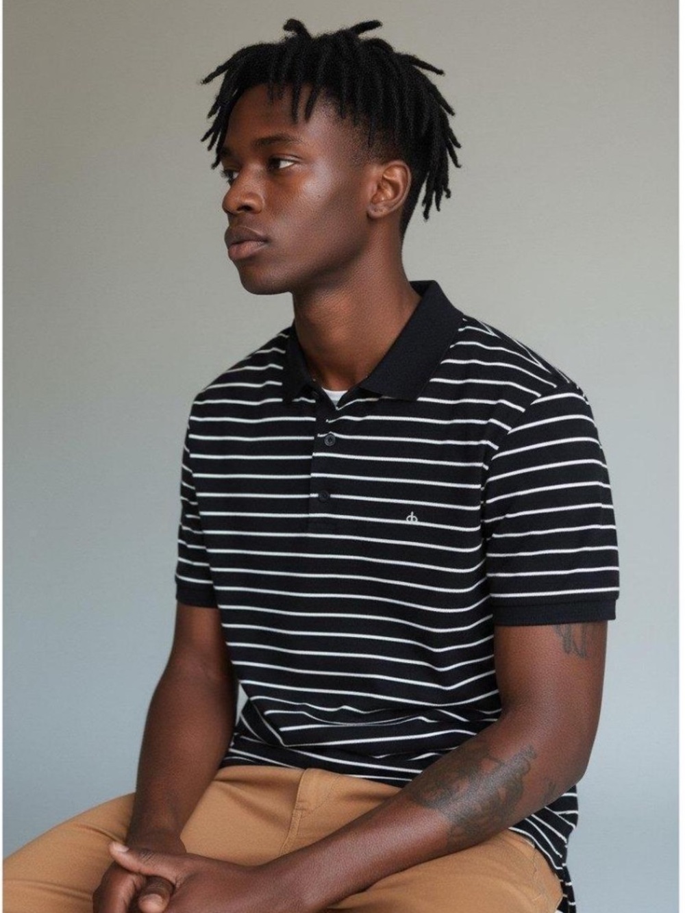 Rag and Bone Black and White Striped SS Polo Size S
